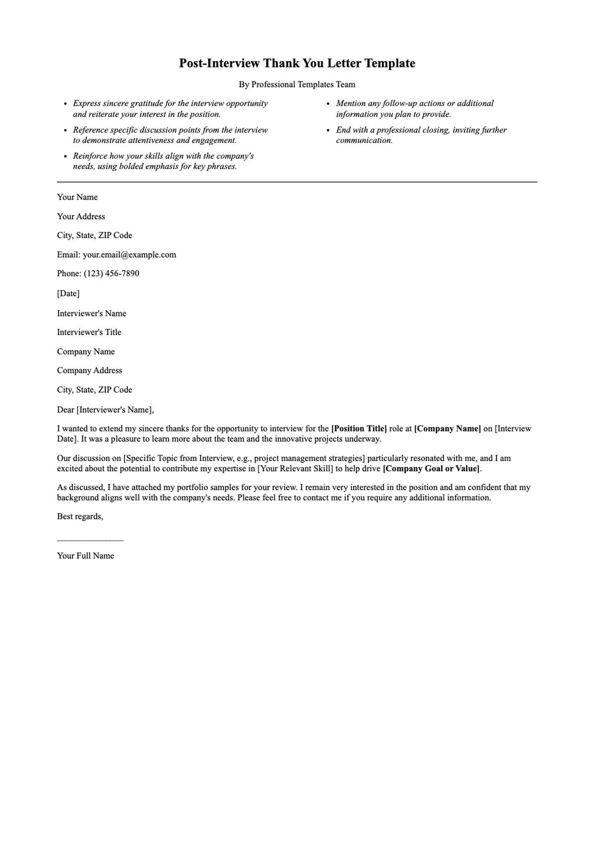 Post interview thank you letter template with sample and guidelines_variant_3